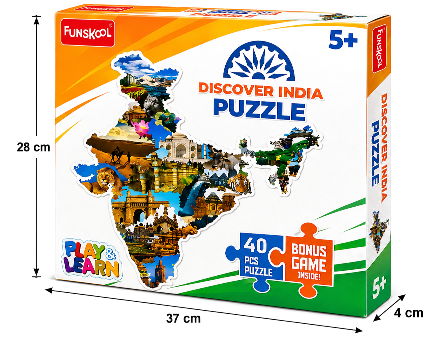Discover India Puzzle - 40 Piece Map Shaped Jigsaw