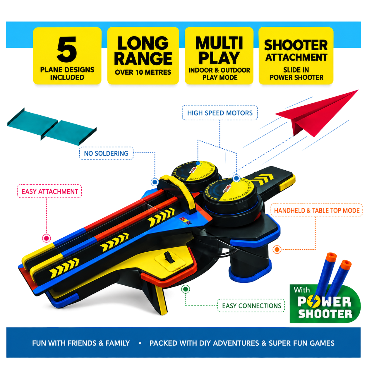 Motorised Plane Launcher Science & Electronics Kit with Power Shooter