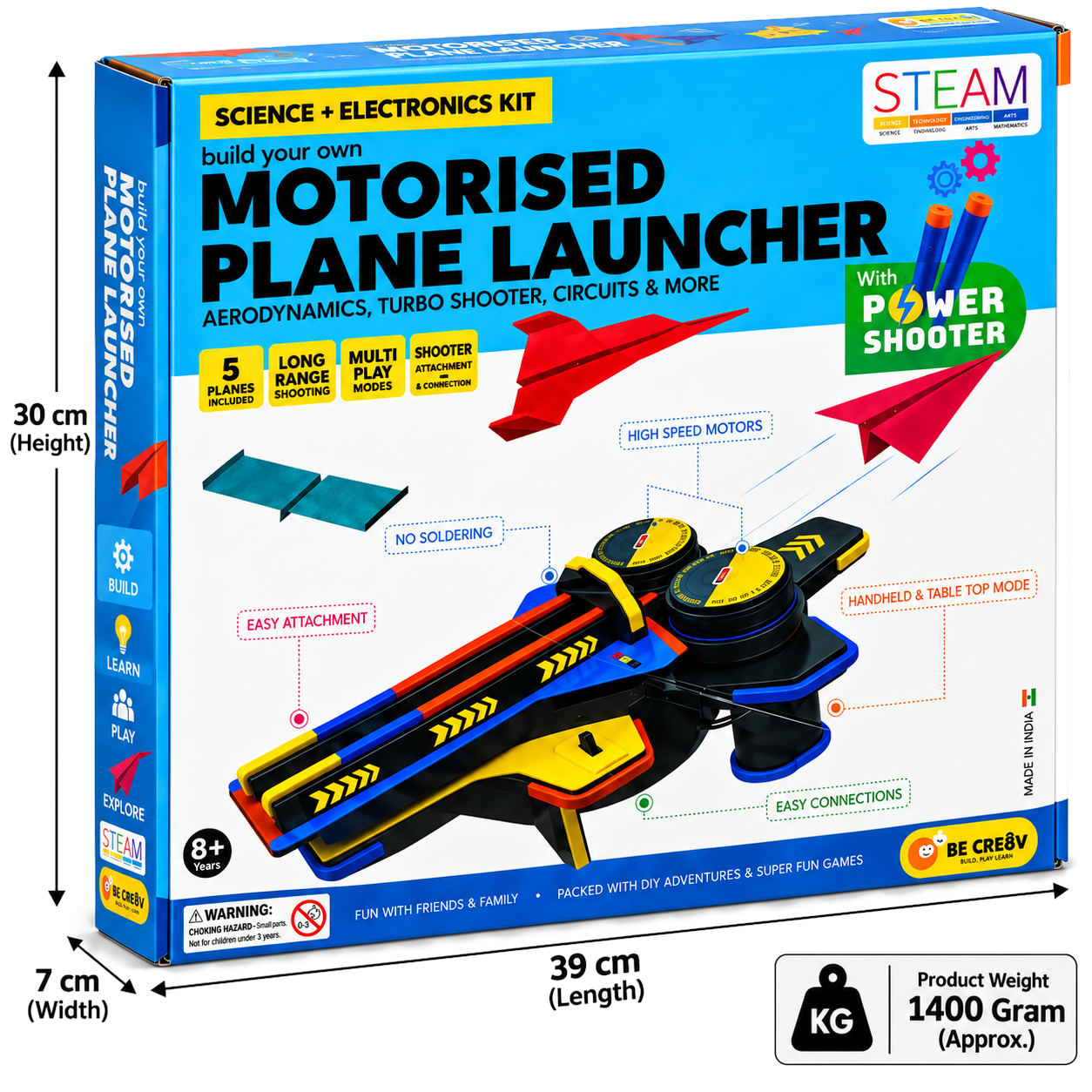 Motorised Plane Launcher Science & Electronics Kit with Power Shooter