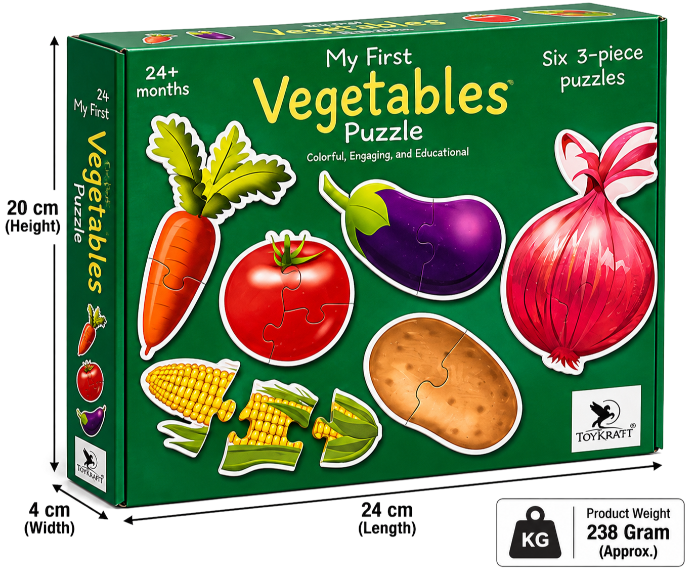 My First Vegetables Puzzle - Six 3-Piece Puzzles