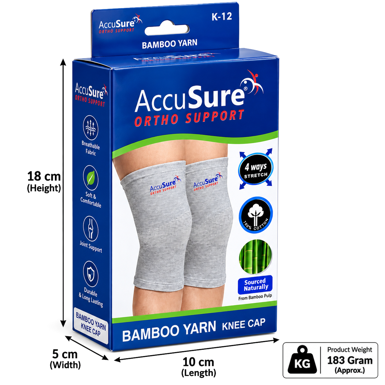AccuSure Bamboo Yarn Knee Cap - K-12