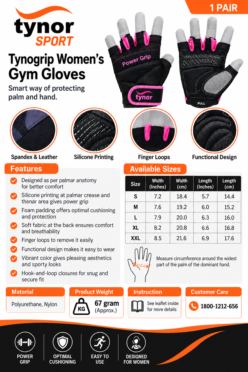 Tynor Tynogrip Women's Gym Gloves