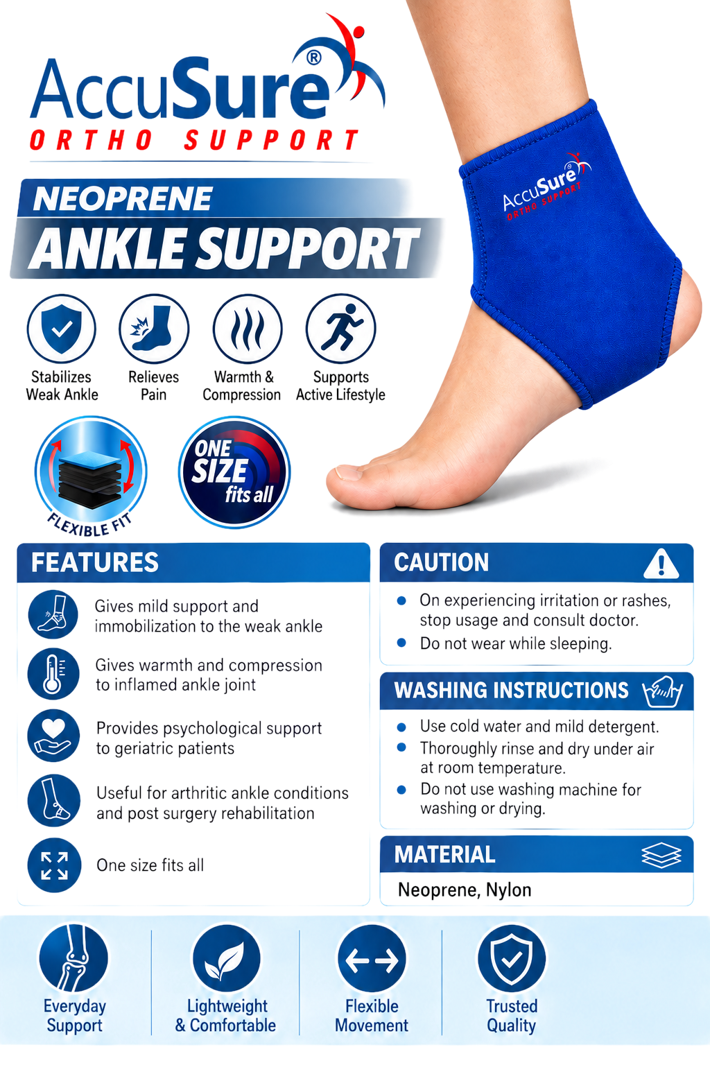 AccuSure Neoprene Ankle Support A-1
