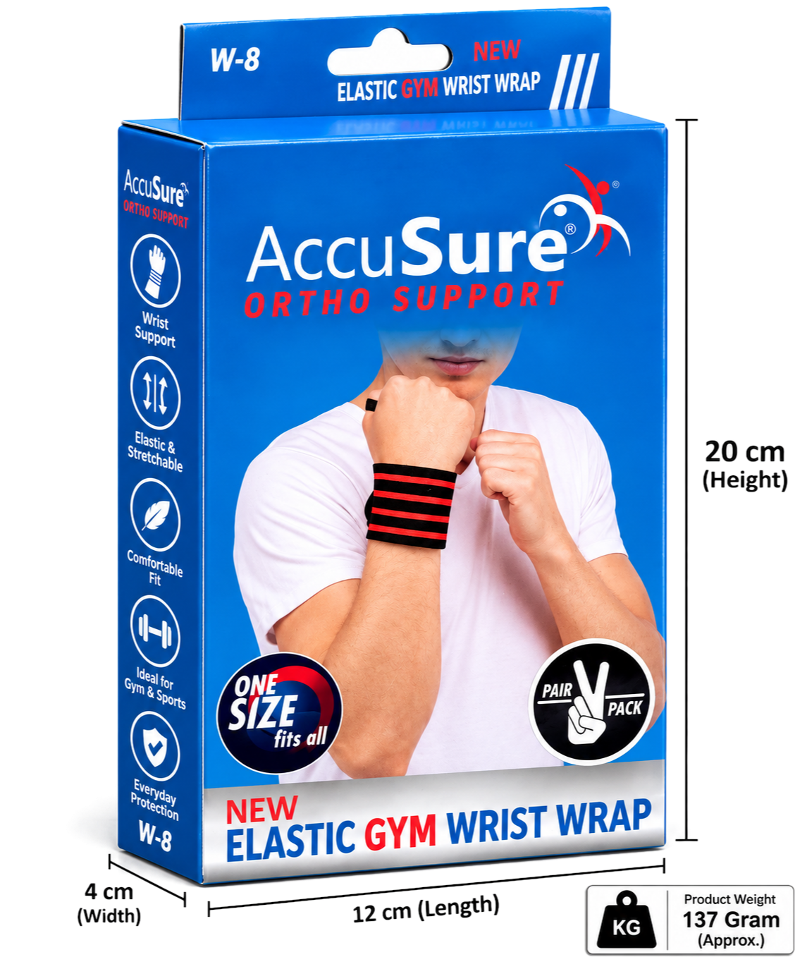 AccuSure Elastic Gym Wrist Wrap W-8