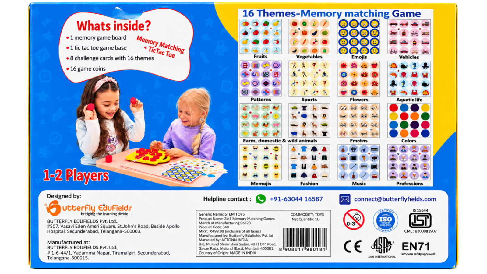 2in1 Memory Matching Brain Games with 16 Themes