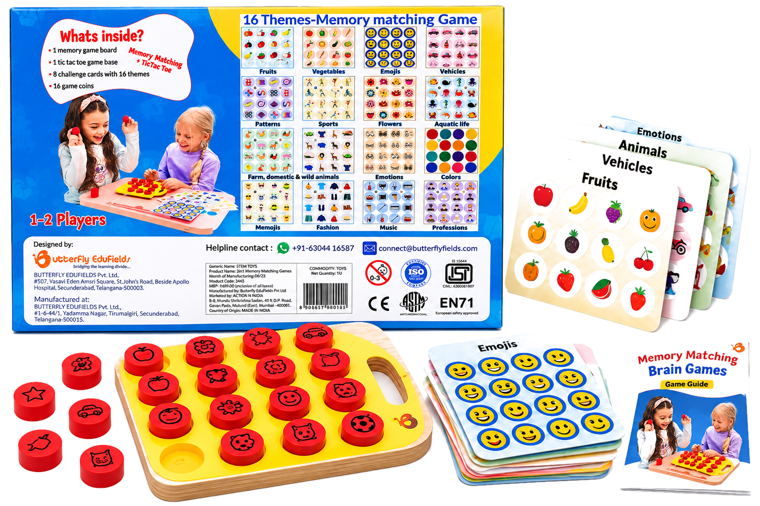 2in1 Memory Matching Brain Games with 16 Themes