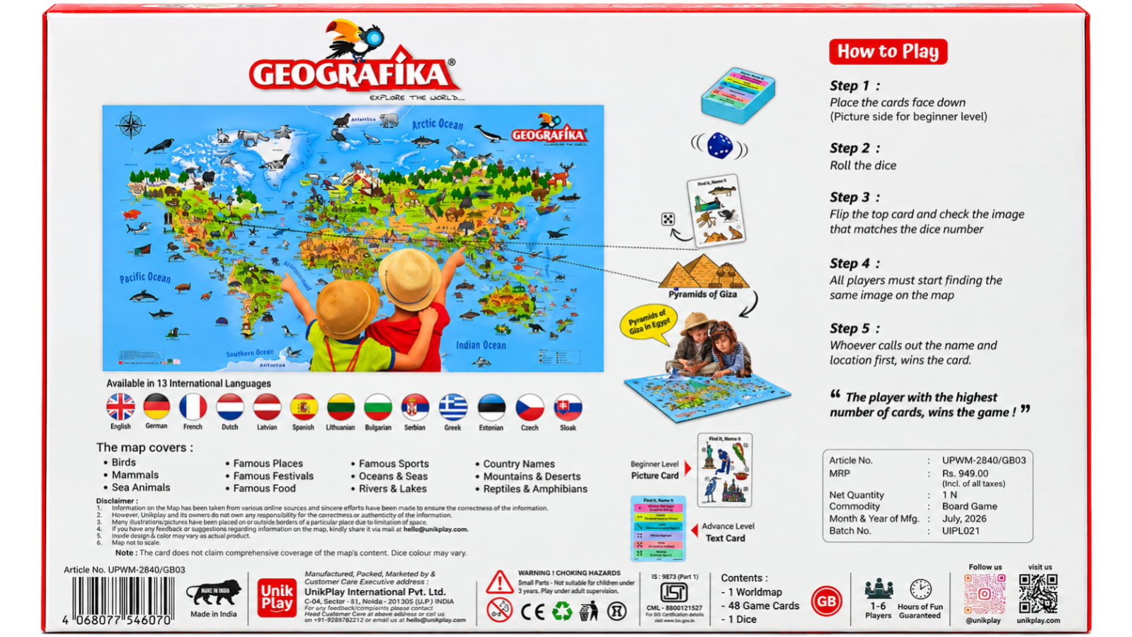 GEOGRAFIKA World Map Board Game