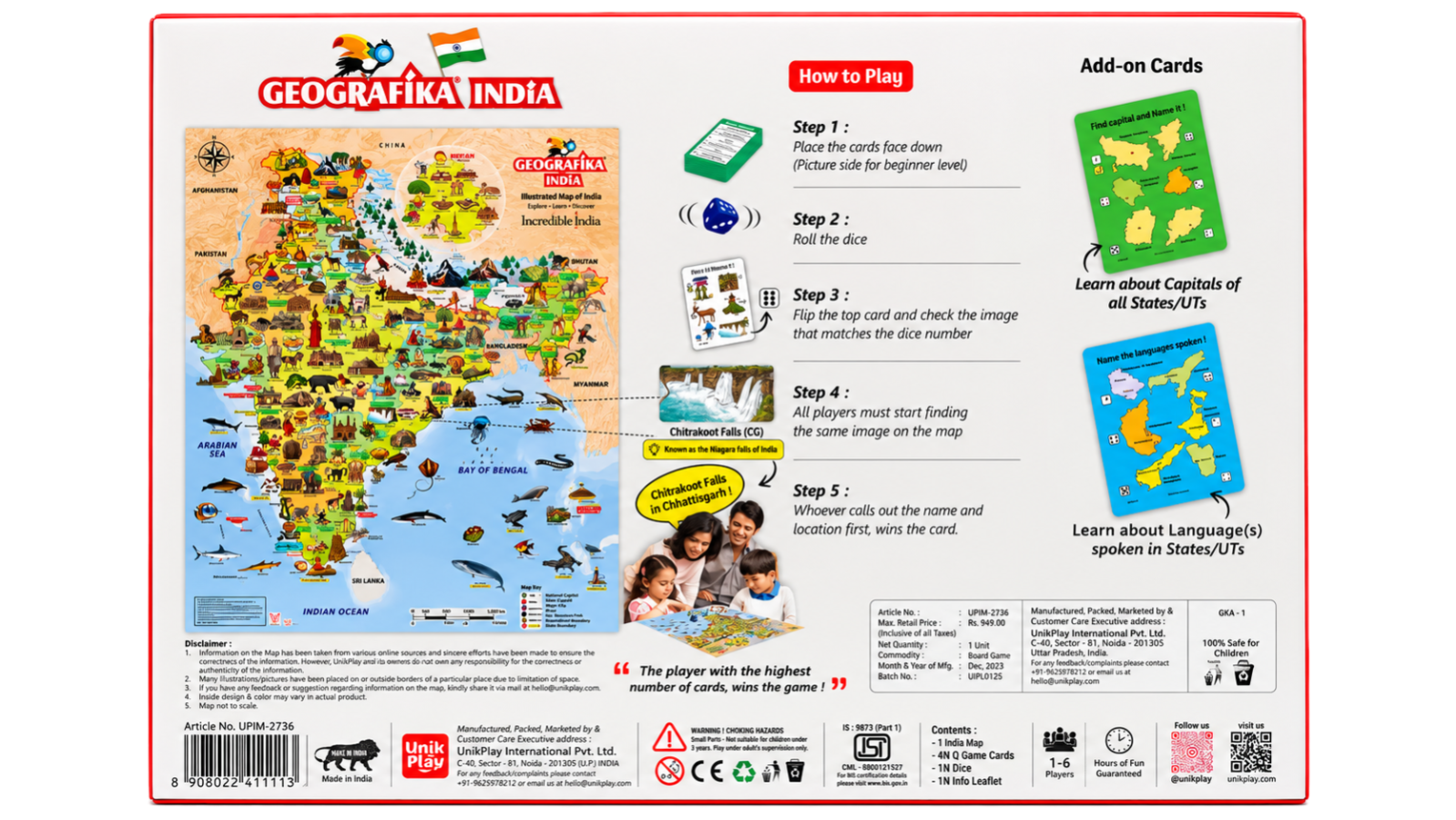 Geografika India Board Game - Educational Map-Based Learning Game