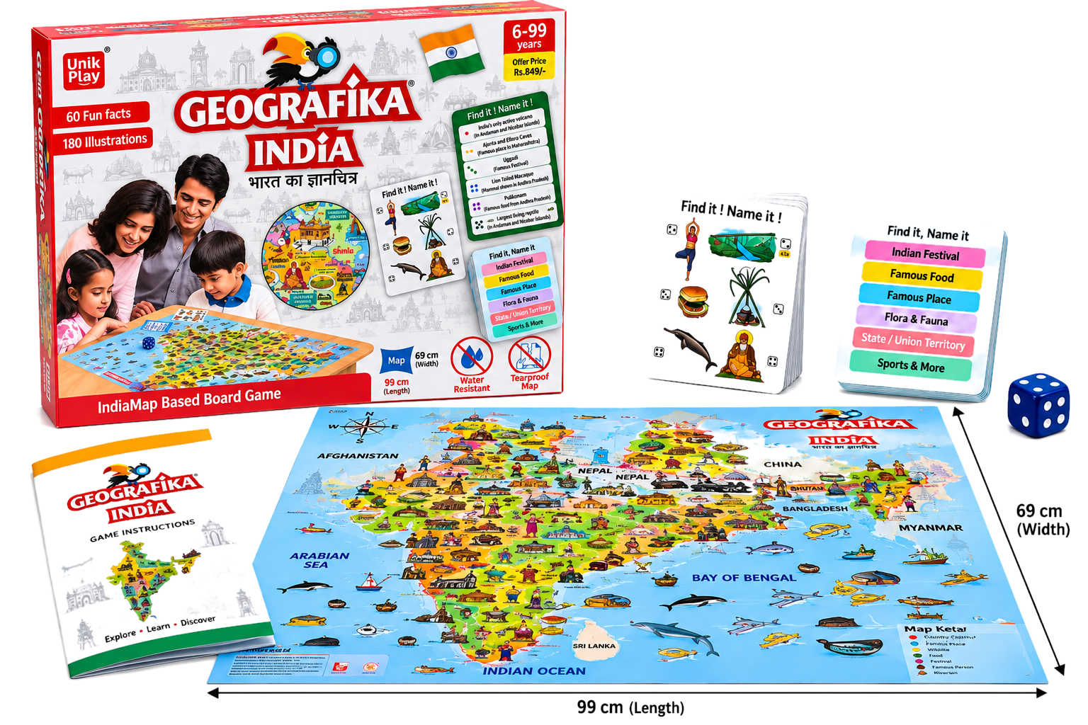 Geografika India Board Game - Educational Map-Based Learning Game