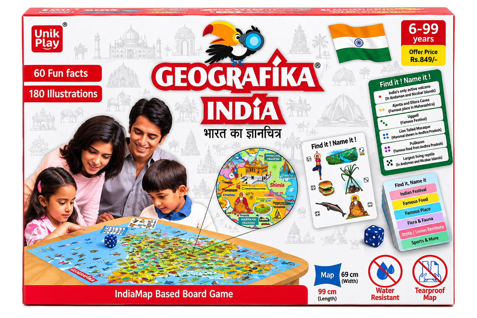 Geografika India Board Game - Educational Map-Based Learning Game