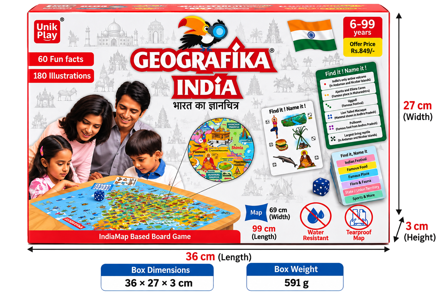 Geografika India Board Game - Educational Map-Based Learning Game
