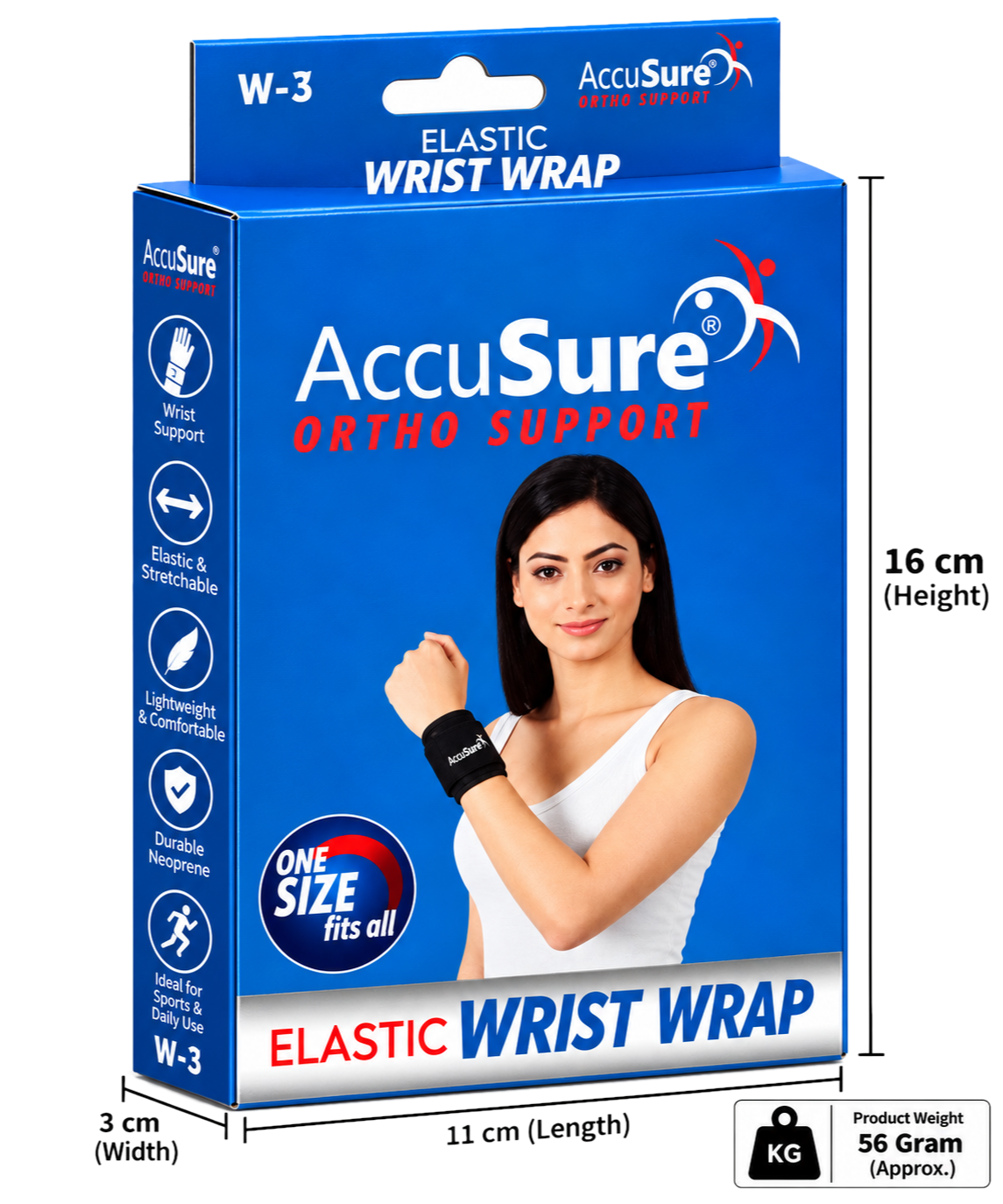 AccuSure Elastic Wrist Wrap W-3