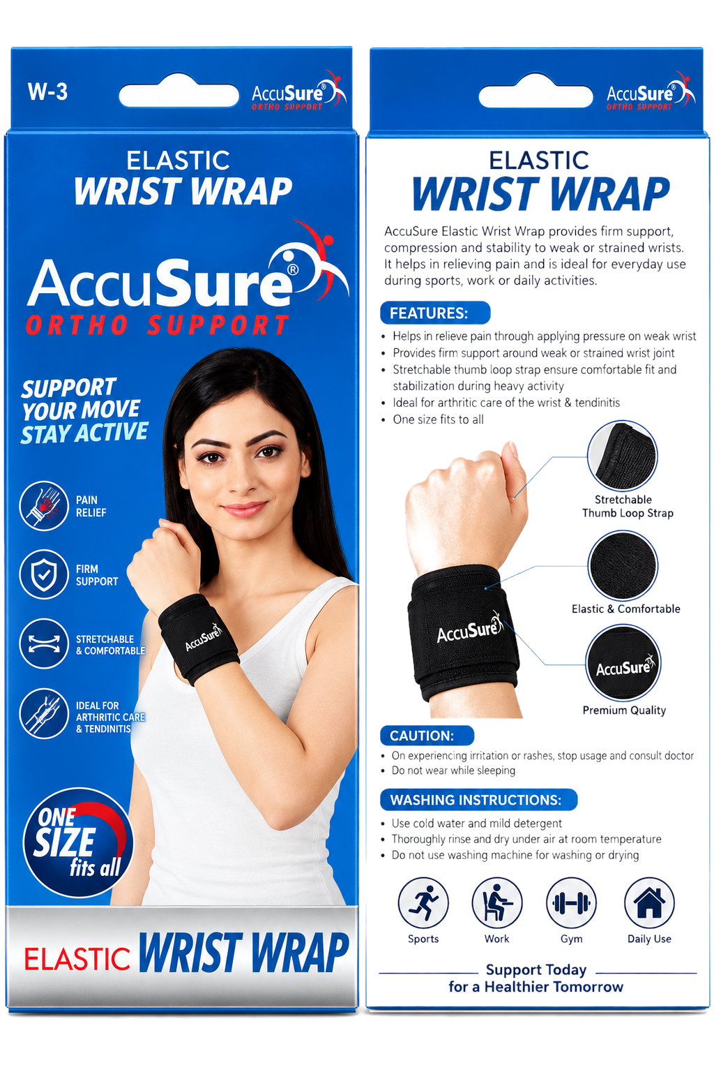 AccuSure Elastic Wrist Wrap W-3