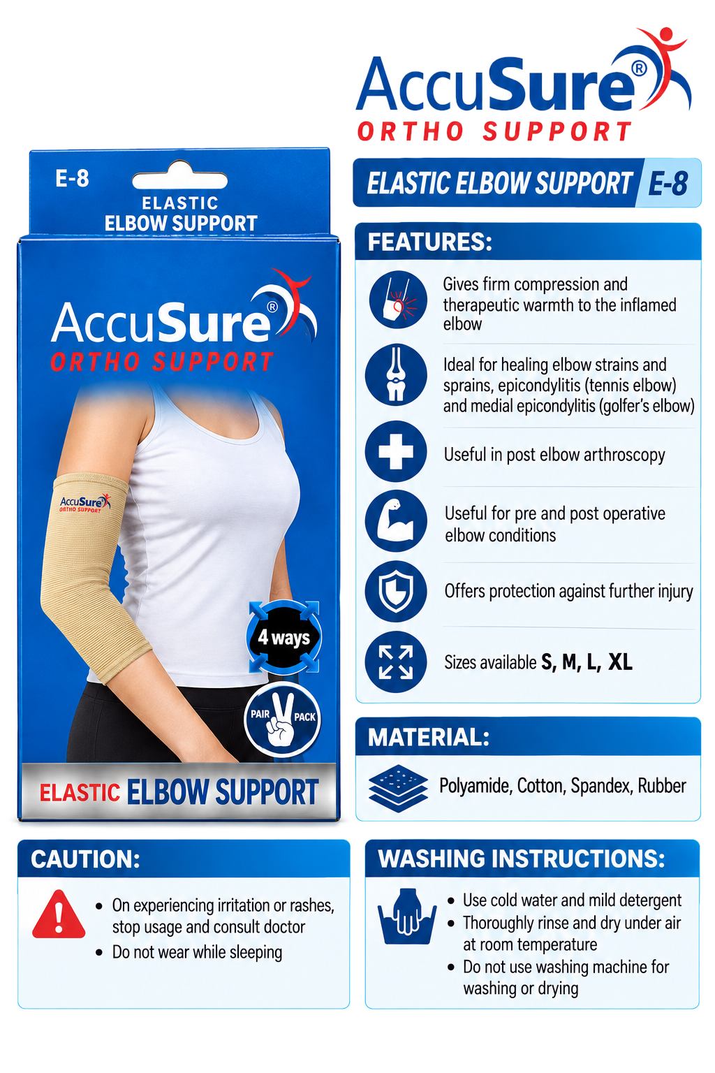 AccuSure Elastic Elbow Support E-8