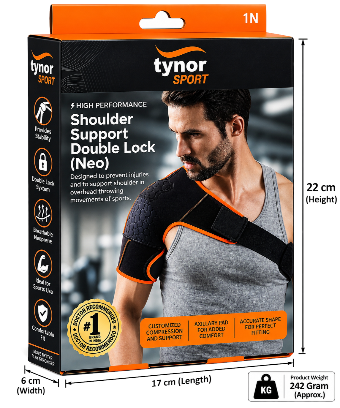 Tynor Sport Shoulder Support Double Lock (Neo)