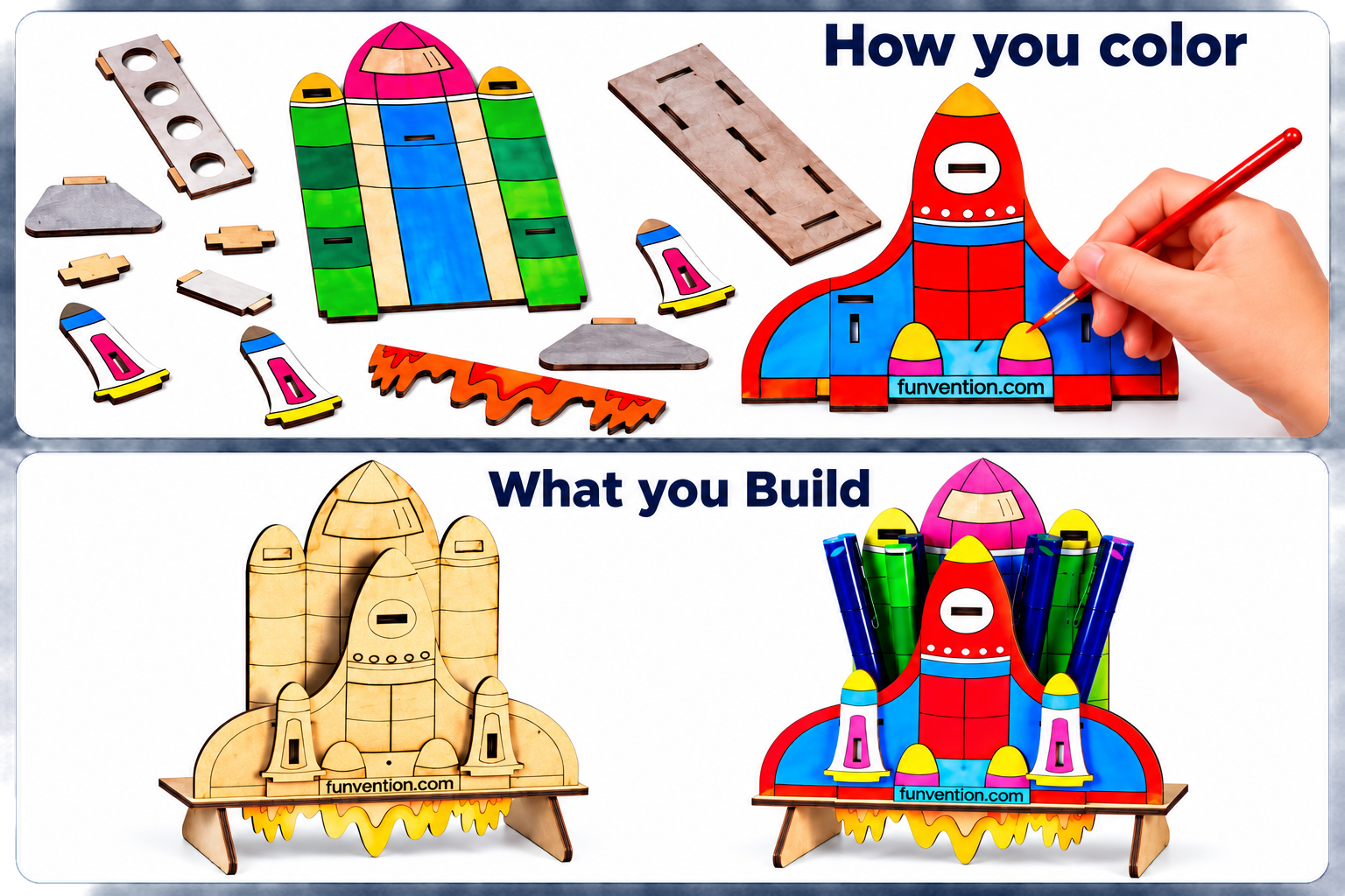 DIY 3D Model Build N' Color Space Shuttle Pen Stand