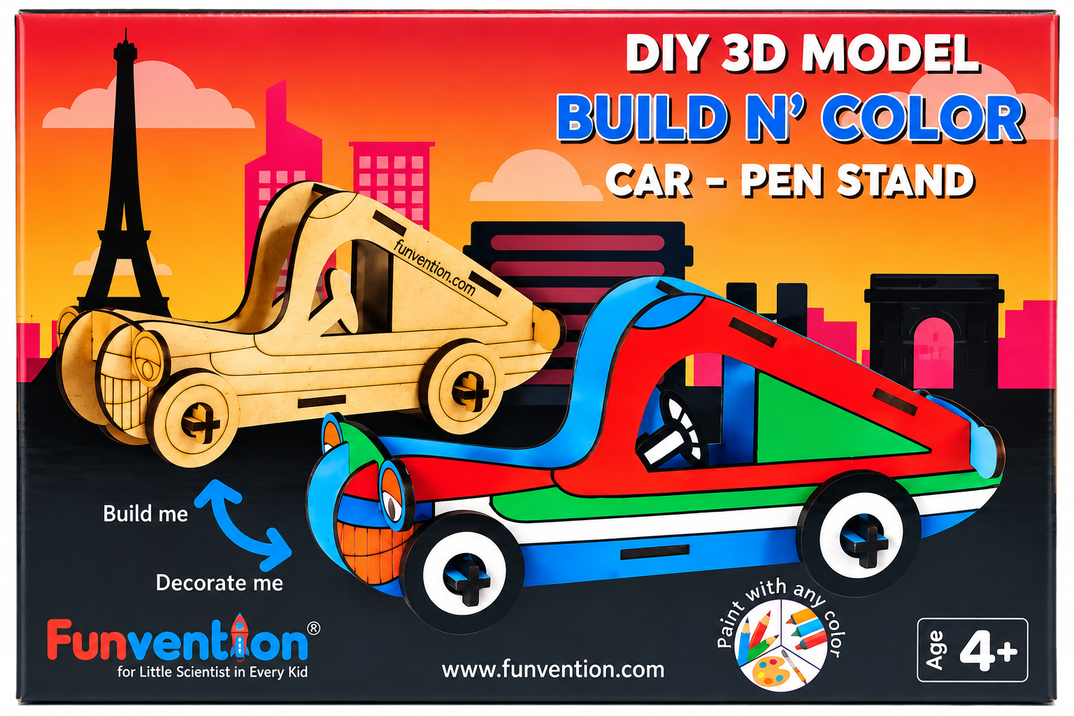 Funvention DIY 3D Model Build N' Color Car - Pen Stand