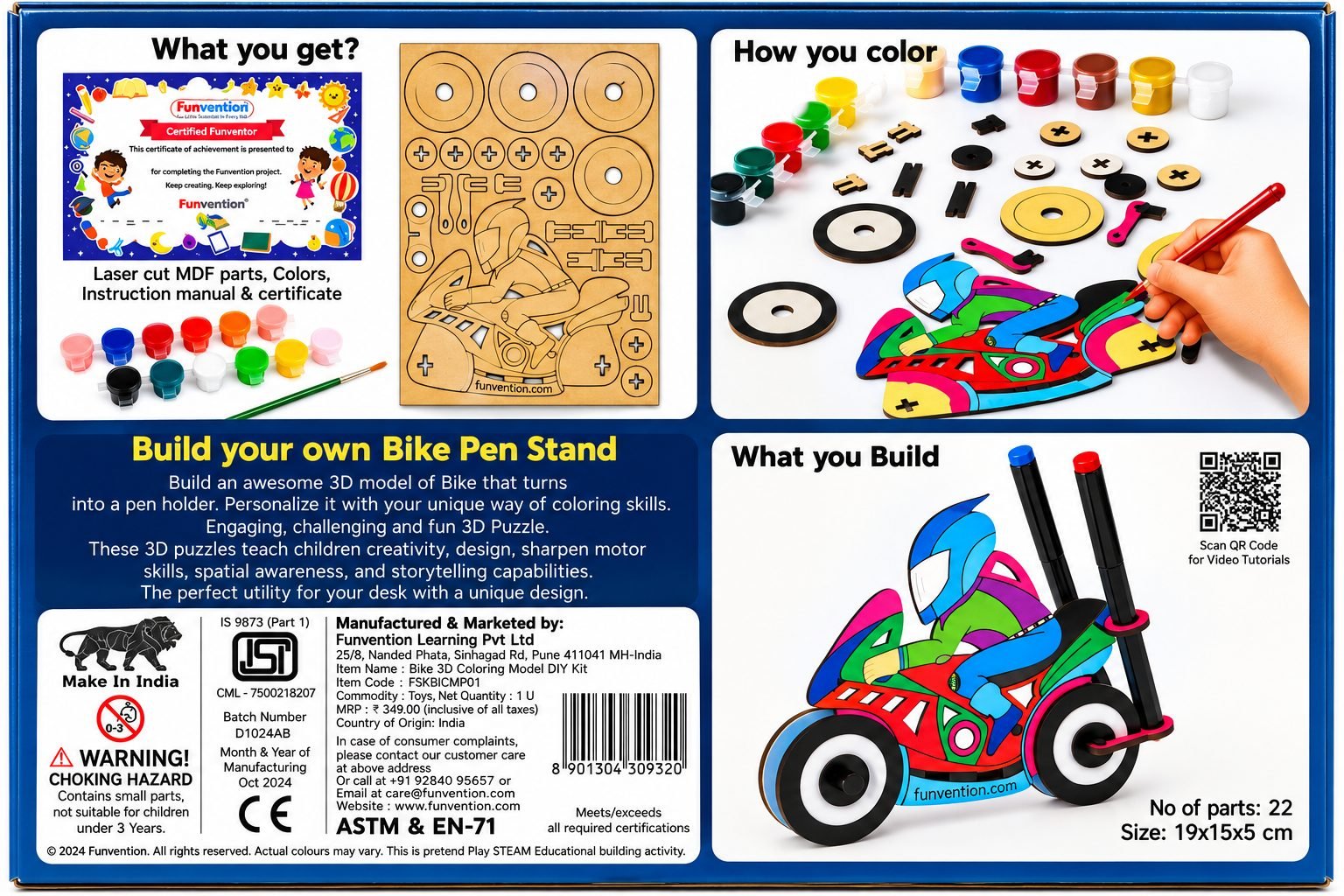 Bike 3D Pen Stand - DIY Build N' Color Model Kit