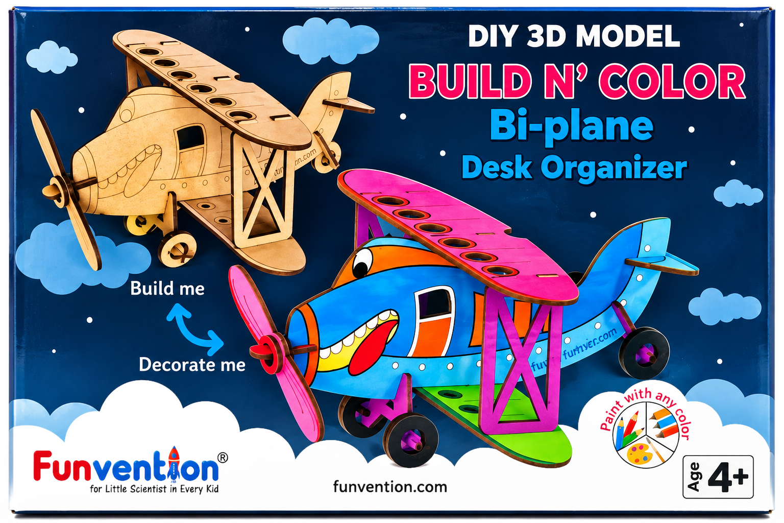 Funvention Build N' Color Bi-plane Desk Organizer DIY 3D Model Kit
