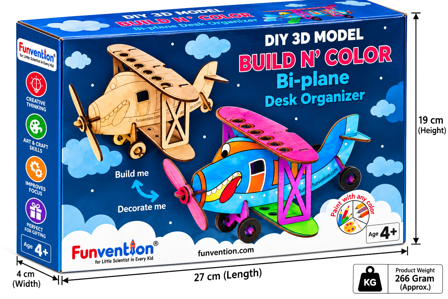 Funvention Build N' Color Bi-plane Desk Organizer DIY 3D Model Kit