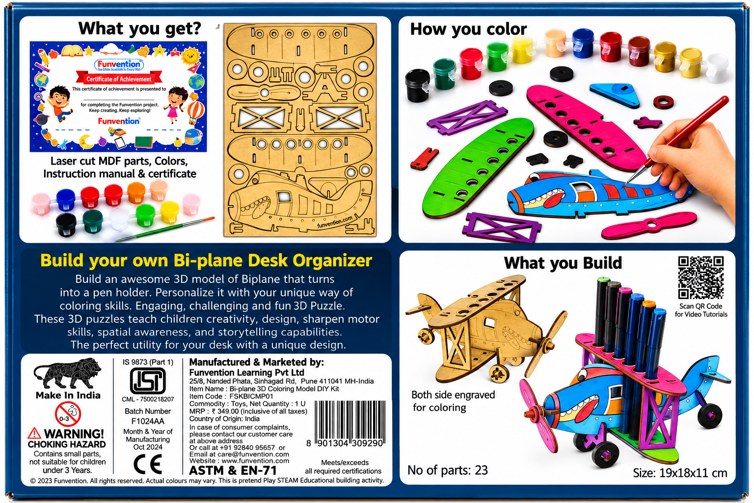 Funvention Build N' Color Bi-plane Desk Organizer DIY 3D Model Kit