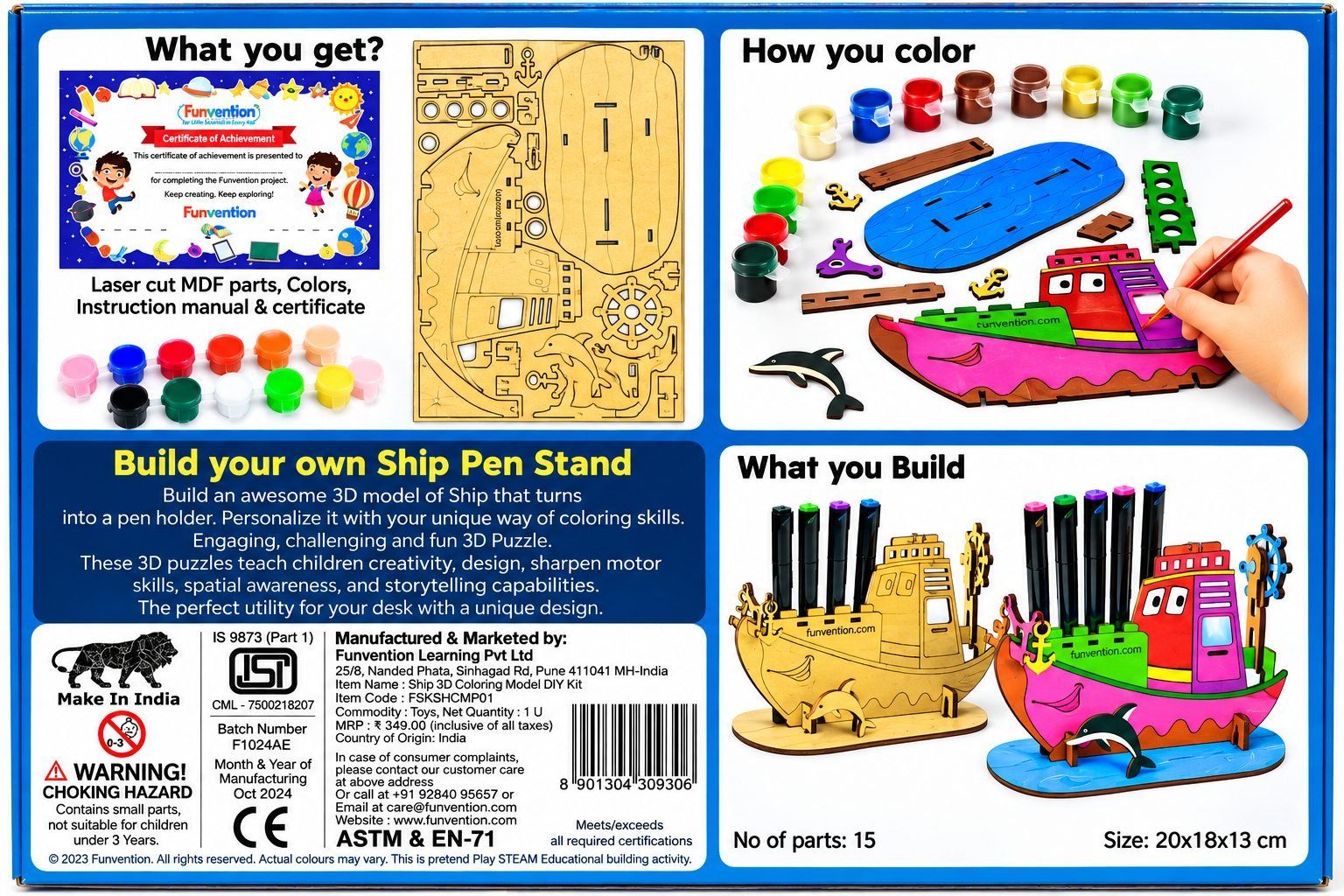 DIY 3D Model Build N' Color Ship Pen Stand
