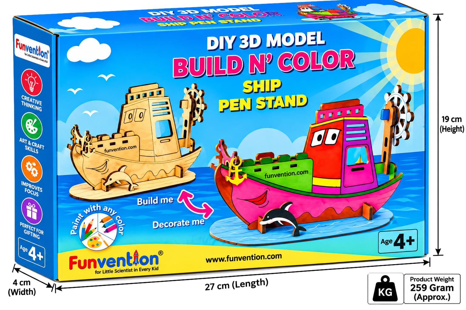 DIY 3D Model Build N' Color Ship Pen Stand