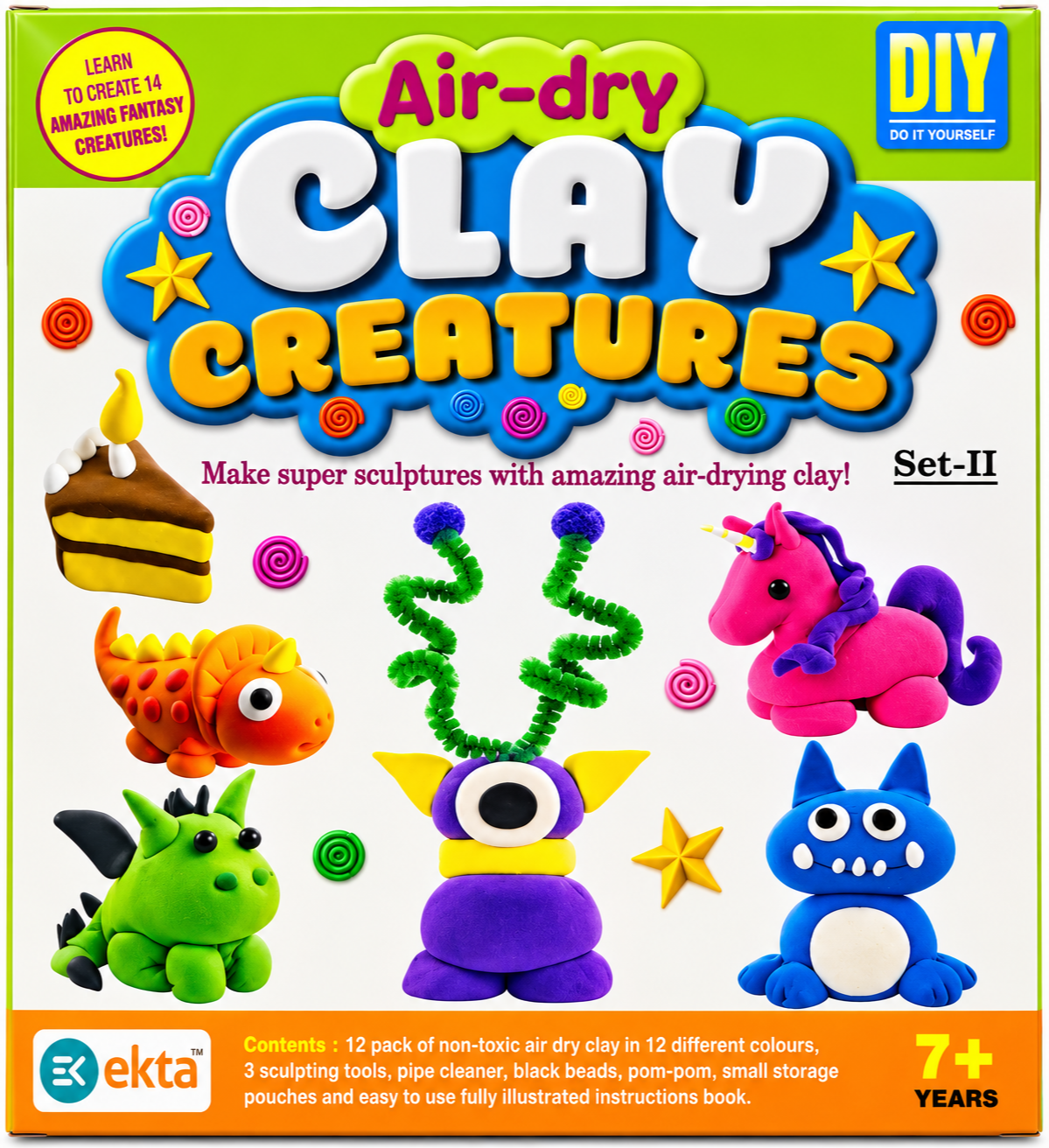 Air-Dry Clay Creatures Set II - 12 Color Modeling Clay Kit