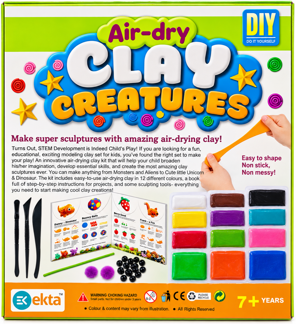 Air-Dry Clay Creatures Set II - 12 Color Modeling Clay Kit