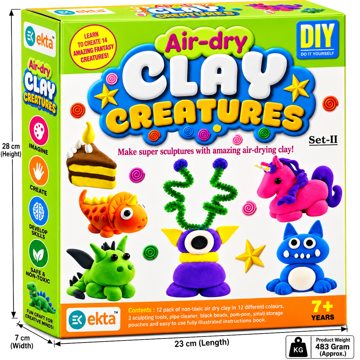Air-Dry Clay Creatures Set II - 12 Color Modeling Clay Kit