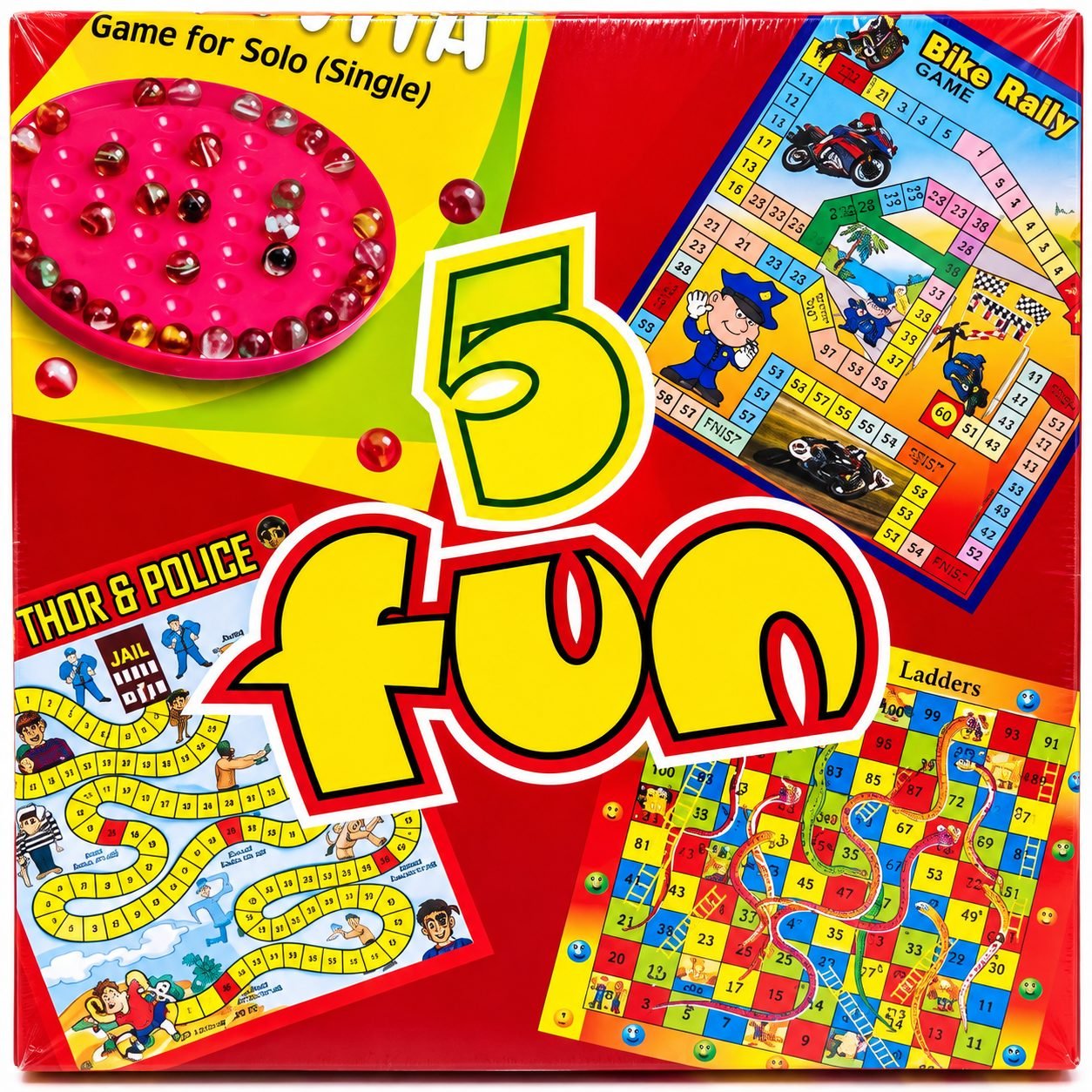 5 in 1 Board Game Set - Classic Family Games Collection
