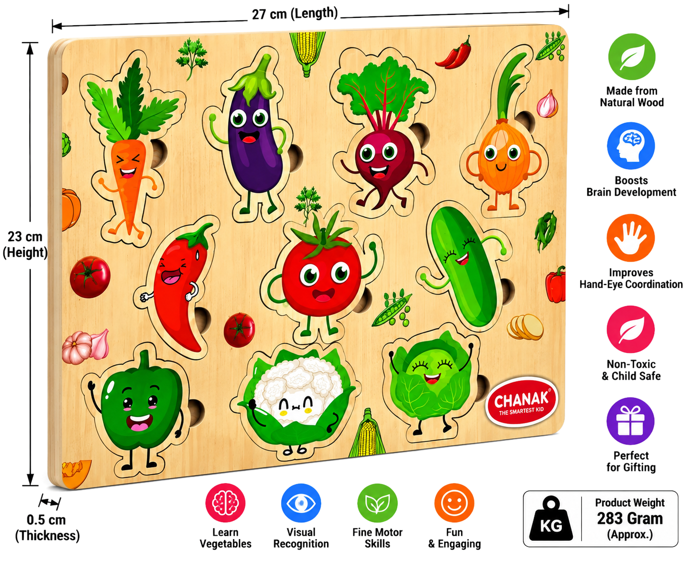 Chanak Wooden Vegetable Puzzle - Educational Learning Toy