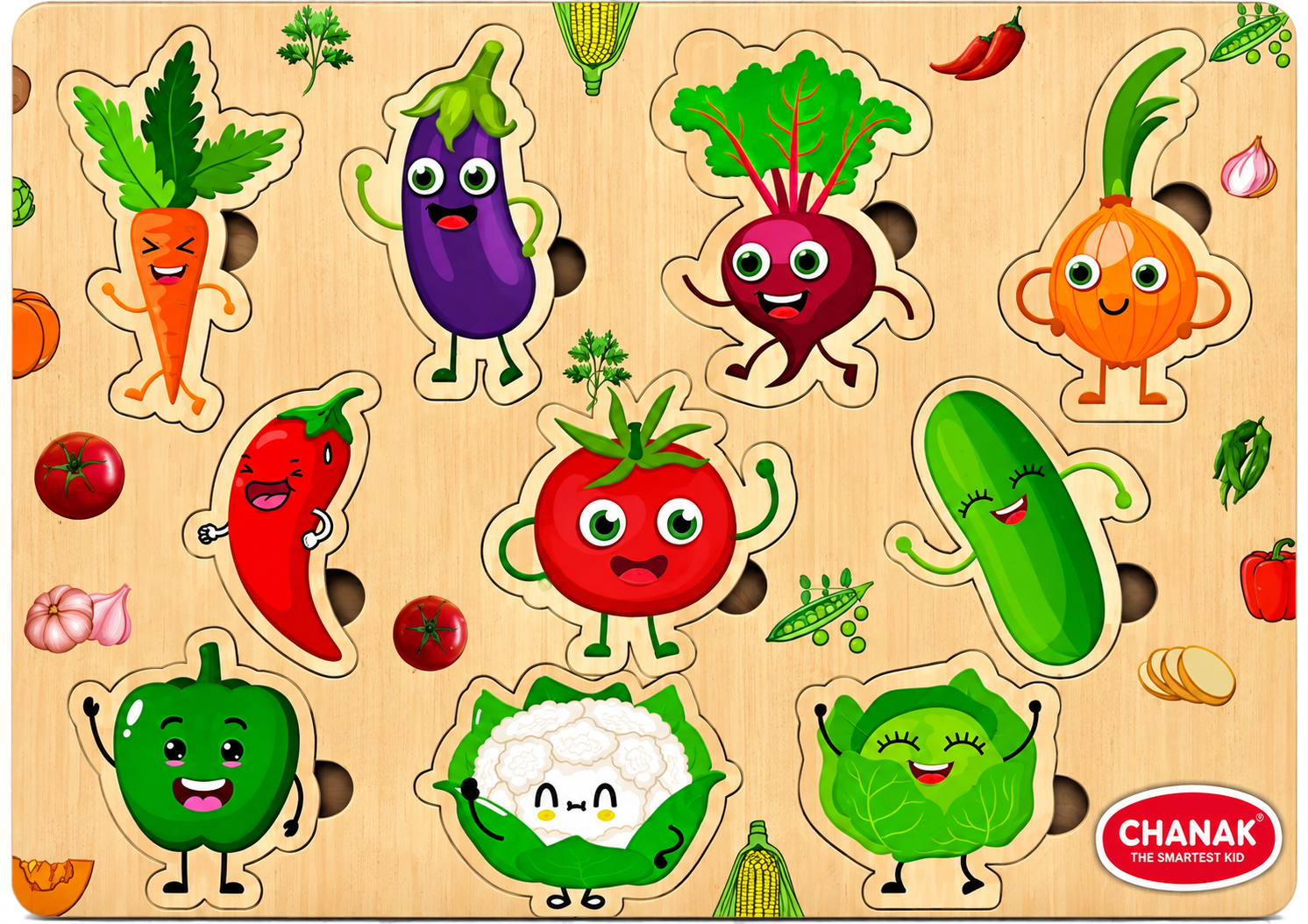 Chanak Wooden Vegetable Puzzle - Educational Learning Toy