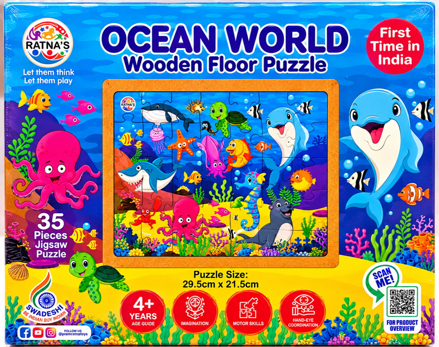 Ratna's Ocean World Wooden Floor Puzzle - 35 Pieces