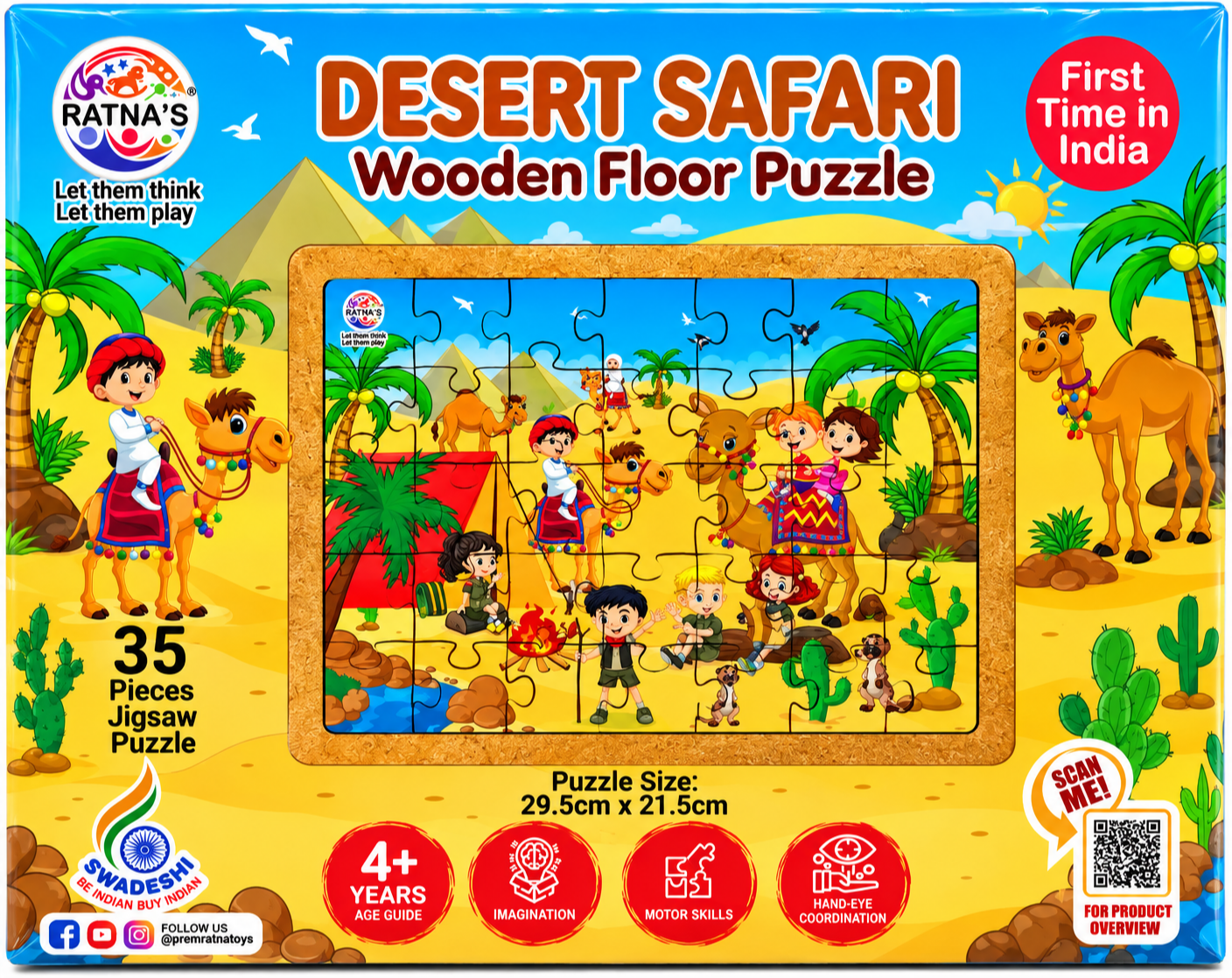 Desert Safari Wooden Floor Puzzle by Ratna's - 35 Pieces