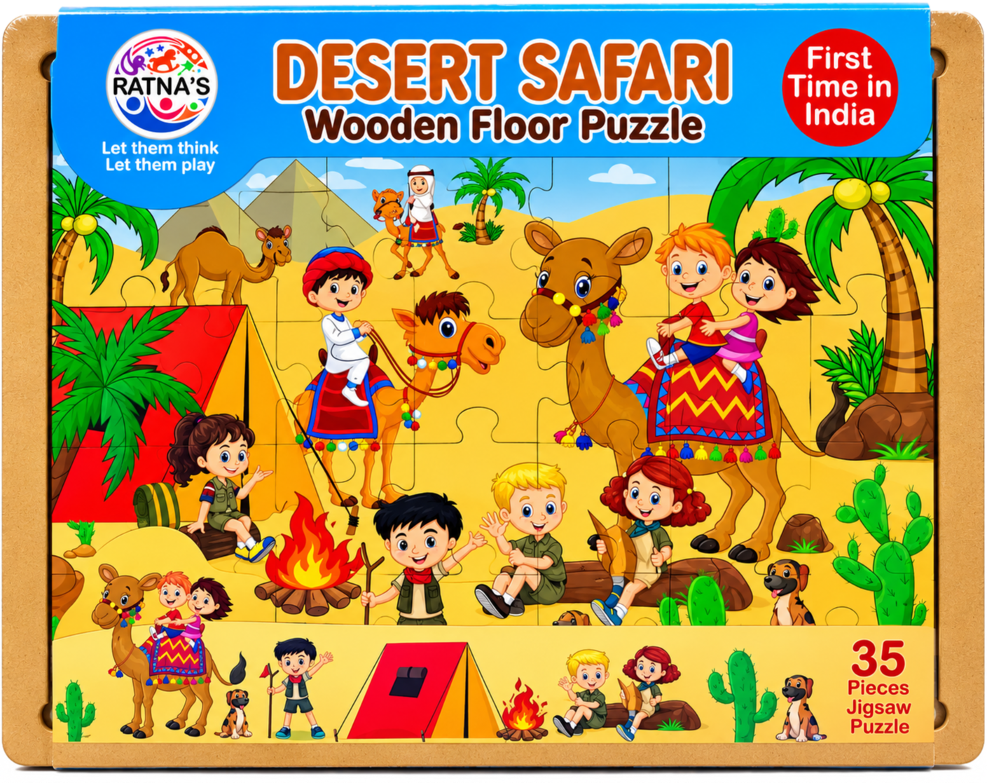 Desert Safari Wooden Floor Puzzle by Ratna's - 35 Pieces