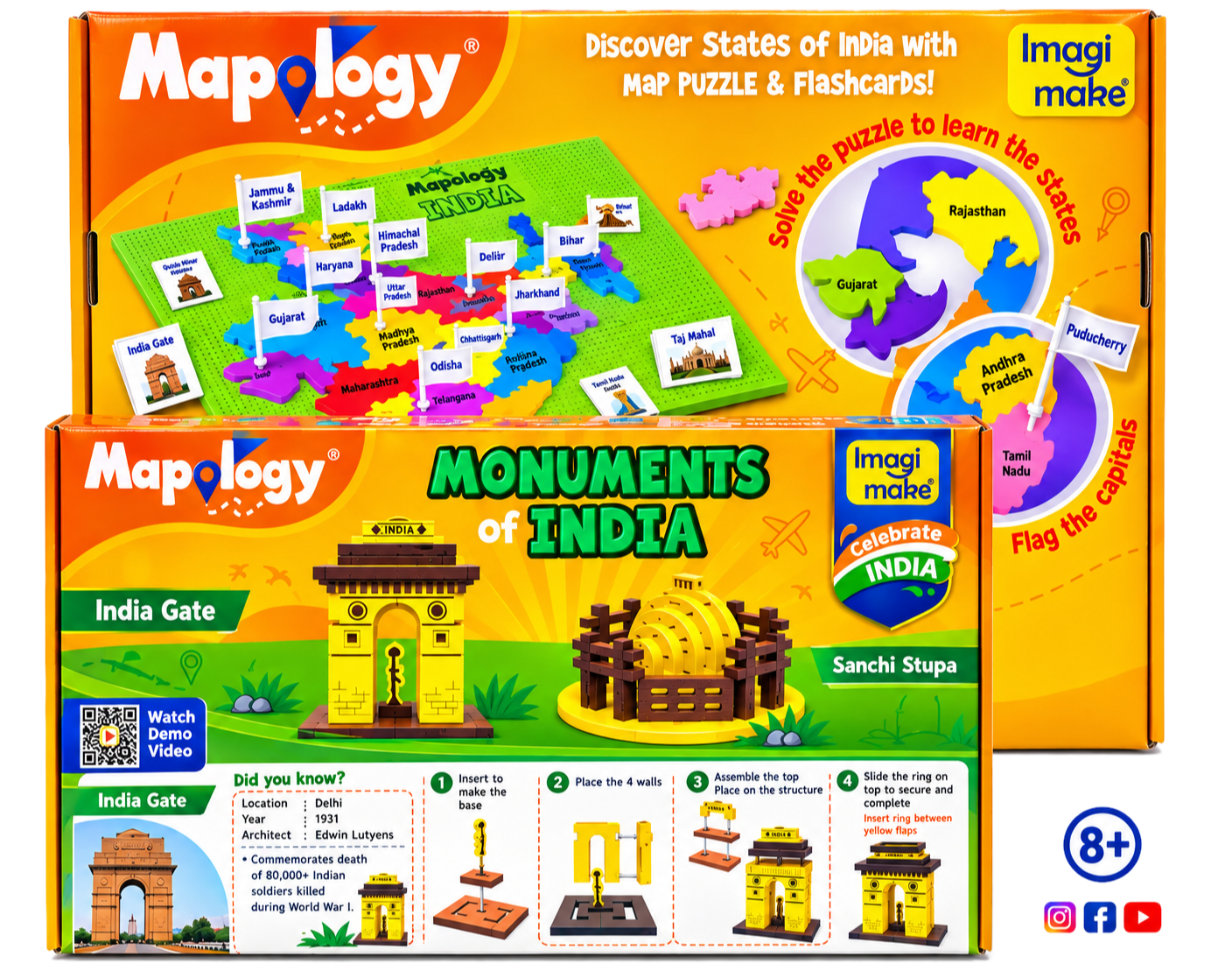 Mapology India Map Puzzle with Flags & Flashcards