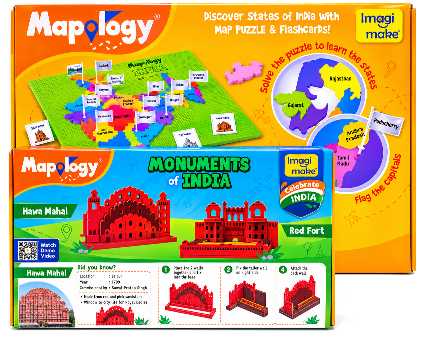 Mapology India with Flags & Flashcards - State Shaped Puzzle