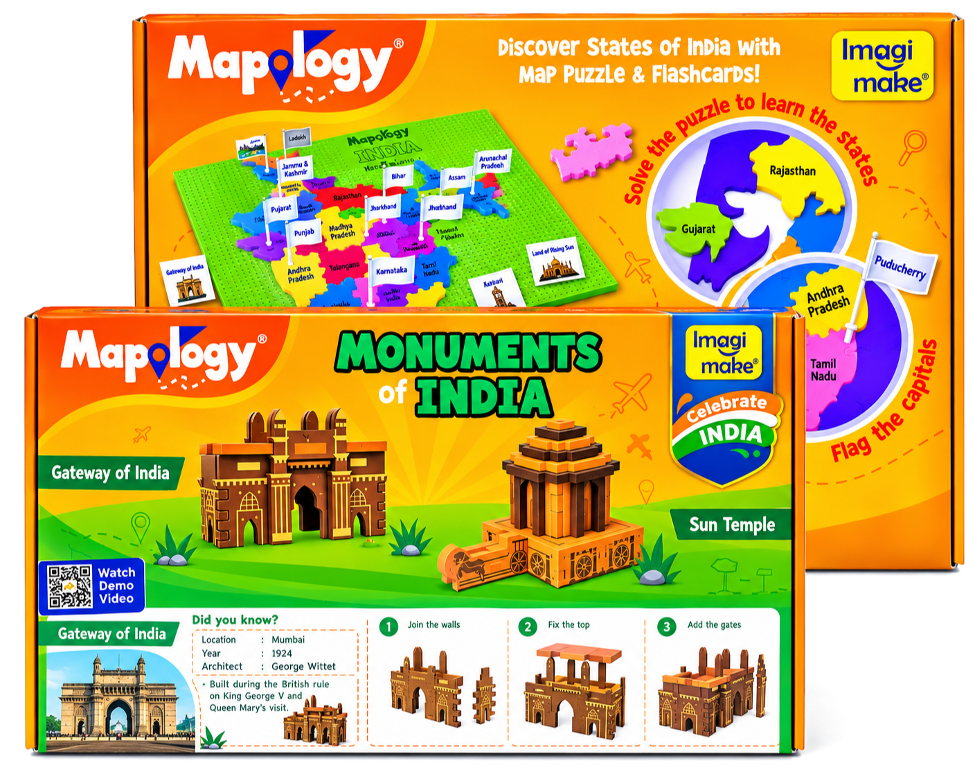 Mapology India Map Puzzle with Flags & Flashcards 1