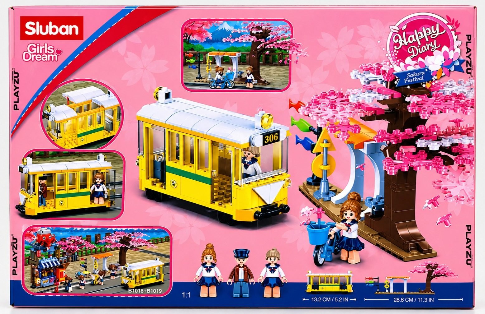 Sluban Cherry Blossom Park Train Set with Tram and Figures