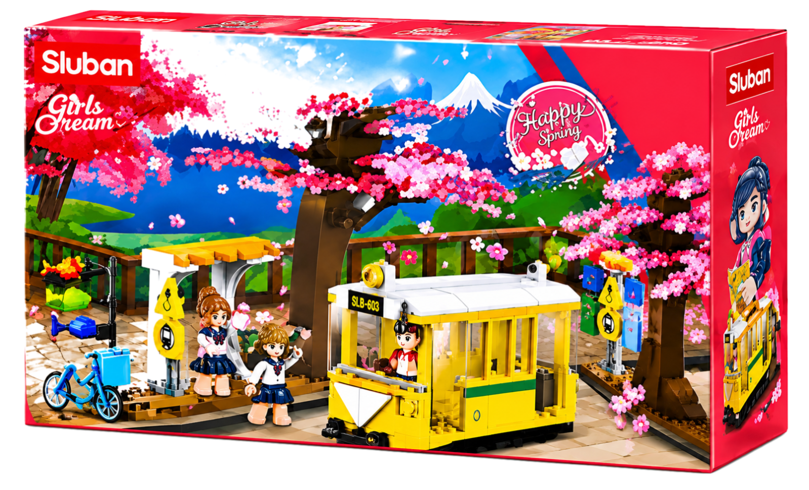 Sluban Cherry Blossom Park Train Set with Tram and Figures