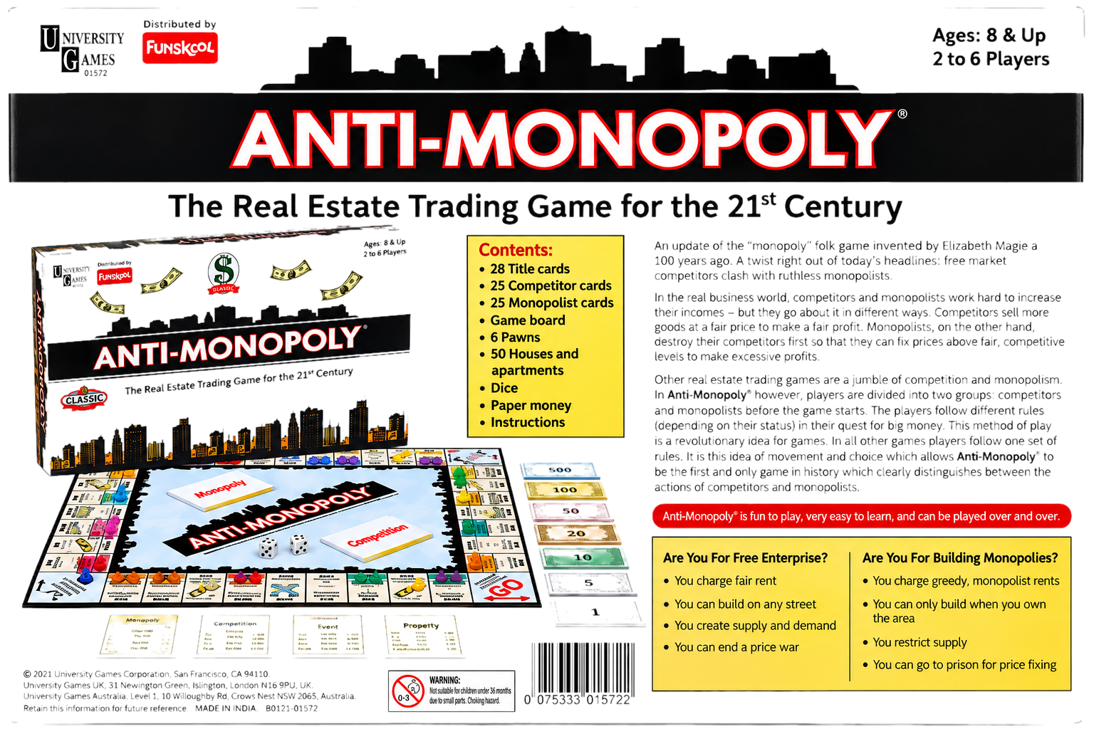 Anti-Monopoly Classic Board Game